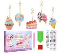 Birthday Gifts for Boys Girls, Diamond Keychain Gem Art and Craft for Kids Age 4-12 Year Old, 5D Diamond Art Kits for Kids, 6Pcs DIY Gem Keyring Making Kit for Boys Girls, Diamond Keyrings Kits