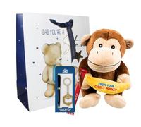Birthday Gifts for Dad - Birthday Gift Bag, Monkey Teddy Plush Teddy Bear, Pen, Keychain-bottle Opener & Chocolate Bar |Gifts For Daddy From Daughter, Son |Gift For StepDad |Gift For The Best Dad Ever
