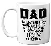 Birthday Gifts for Dad, Fathers Day Novelty Funny Mug, Ugly Children Mug - 11oz Ceramic Dishwasher Safe - Daddy Birthday Gifts, Hug in a for Dad on His from Son or Daughter