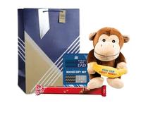 Birthday Gifts for Dad- Gifts For Dad, Father's Day Gift Bag, 4x Best Dad Men Socks, Cheeky Monkey Plush (25 cm) & Milk Chocolate Bar - Birthday Day Gift from Daughter, Son, Stepdad Gifts| Grandad