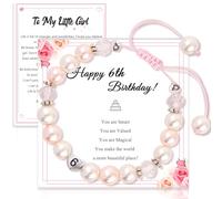 Birthday Gifts for Girls Bracelets, Beaded Bracelets with Letter as 6th-12th Year Old Girls Birthday Presents, Adjustable Pearl Bracelet as Gifts for Teenage Girls Gifts Daughter Granddaughter Niece