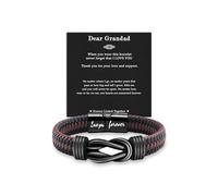 Birthday Gifts for Grandad ,Brown Braided Leather Bracelets for Men, Engraved Bracelets Father’s Day Gift for Grandad, Infinity Knot Bracelet Men Jewelry Birthday Gift for Grandfather 22cm/8.5inch