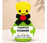 Birthday Gifts for Husband from Wife, Unique Funny Champagne Handmade Crochet Gifts for Him, Wedding for Husband, Cute Emotional Present for Couple, Hubby, Spouse
