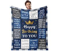 Birthday Gifts for Men, 50" x 60" Flannel Throw Blanket, Unique Birthday Present for Him, Christmas Blanket for Dad, Grandpa, Husband, Brother, Friends, Son (Blue)