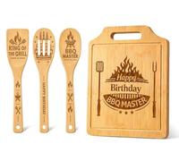 Birthday Gifts for Men - Creative Bamboo Chopping Board and Wooden Utensil Set, Unique Kitchen Presents for Dad, Husband, Brother, Uncle, Friend, BBQ Gifts for Men Birthday Present