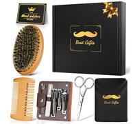 Birthday Gifts for Men Dad, Linkax Beard Brush for Men Beard Grooming Care Kit with Brush Comb Apron Scissors Nail Clippers Manicure Set, Boyfriend Husband Grandad Step Dad Gifts from Daughter Son