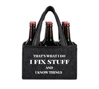 Birthday Gifts for Men, Gifts for Men Who Have Everything, “I Fix Stuff & I Know Things” Beer Carrier, 6 Bottle Felt Tote Bag, Presents for Dad Grandad Father’s Day