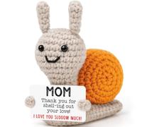 Birthday Gifts for Mom from Daughter Son Husband, Handmade Crochet Snail Desk Decor with I Love You Card - Cute Personalized for Mom, Mother-in-Law