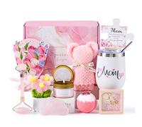 Birthday Gifts for Mom-Relaxing Spa Gift Box for Mom,Birthday & Mother's Day Self-Care Set with Bath Essentials, Pink Relaxation Basket - Thoughtful Present from Daughter or Son