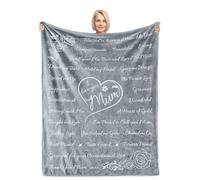 Birthday Gifts for Mum from Daughter-Soft Blanket with Meaningful Words, Birthday Gift for Women, Cozy Fleece Throw for Mum’s Birthday (Silver)