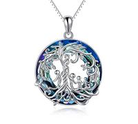 Birthday Gifts for Mum Sterling Silver Tree of Life Necklace 4 kid Pendant Volcano Crystal Necklace for Mother and Daughter Jewellery Gifts for Women Mum Birthday Present from Son