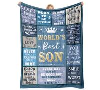 Birthday Gifts for Teenage Boys, Son Gifts from Mum Dad, Birthday Gifts for Son, Christmas Birthday Graduation Positive Gifts for Best Son, Warm Soft Boy Gifts, World's Best Son Blanket 157x132CM