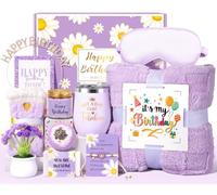 Birthday Gifts for Women, 12pcs Happy Birthday Gift Basket for Women Unique Gifts Set Ideas Relaxing Birthday Box w/ Blanket for Her Mom Best Friends Female Sister Her Friendship(Purple)