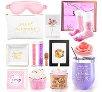 Birthday Gifts for Women-Best Relaxing Spa Gift Box Basket for Wife Mom Sister Girlfriend Daughter Best Friend Mother-Happy Birthday Gifts for Women -Unique Wine Tumbler Spa Bath Set (Purple)