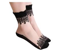 Birthday Gifts for Women Casual Long Women's Lace Breathable Sexy Fashion Socks Socks Teenage Girls Gifts (Black, One Size)