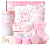 Birthday Gifts for Women - Cherry Blossom Spa Gift Box with Tumbler, Self Care Package for Mom Wife Sister Friend Grandma, Thank You Relaxation Basket for Mother’s Day Valentine’s Day Christmas (Pink)