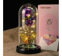 Birthday Gifts for Women, Christmas Glass Rose Flowers Gift, Artificial Flower Rose Gifts for Women, Mom, Wife, Lover, Colorful Rainbow Light Up Rose Flowers in A Glass Dome for Wedding, Birthday