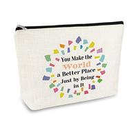 Birthday Gifts for Women Cosmetic Bag Sisters Friends Girls Travel Pouch Gift Thanksgiving Day Christmas Valentine Gifts for Mom Daughter Sister Friends Makeup Bags You Make The World a Better Place