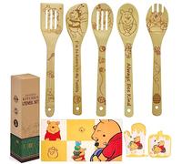 Birthday Gifts for Women, Cute Bear Bee Kitchen Cooking Utensils Set with Wooden Cooking Spoons Bamboo, Oven Mitt Potholder Dish Towels Set Great Christmas Idea for Mom