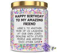 Birthday Gifts for Women Friends Bestie, Happy Birthday Candle, Best Friend Birthday Gifts, 3.5oz Lavender Scented Candle Gift for Female Coworker Sister