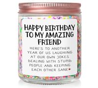 Birthday Gifts for Women Friends Bestie, Happy Birthday Candle Gift for Friend, Friendship Presents for Woman, Funny Vanilla Scented Candles for Female Coworker Sister 200g Soy Wax