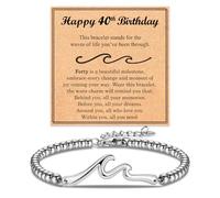 Birthday Gifts for Women Her, Cool Wave Bracelet Gifts for 30th-80th Birthday Woman Mom Wife Grandma Daughter Best Friend with Happy Birthday Card