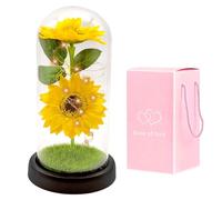 Birthday Gifts for Women, Light Up Sunflower in Glass Dome is a Unique Gifts for Wife Girlfriend Grandma Mum Artificial Sunflower Eternal Flower for Birthday Anniversary Wedding