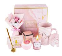 Birthday Gifts for Women - Luxury Gift Basket with Mug, Candle, Bath Bomb, Soap Bouquet - Ideal for Mom, Wife, Sister, Friend, Best Friend, Coworker