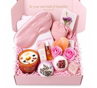 Birthday Gifts for Women - Luxury Pamper Gift Set for Her with Crystal Candle, Bath Bombs, Essential Oil, Sleep Mask & Hair Wrap - Spa Bath Gift Set for Mum, Sister or Friend
