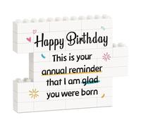 Birthday Gifts for Women Men - Building Blocks Puzzle Plaque, Happy Birthday Gifts for Her Him Girls Boys Friends, Sister Brother Nephew Niece Friends Birthdays Cards, Funny Presents for Women Men