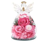 Birthday Gifts For Women Mom Preserved Roses in Glass Angel Figurines Fresh Flowers for Delivery Forever Flowers Eternal Rose Angel Gifts For Women Grandma Sister Wife Her Girlfriend from Daughter