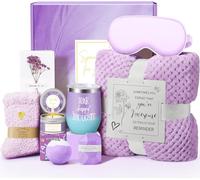 birthday gifts for women, personal care gifts, unique relaxing spa gift basket with luxury flannel blanket, gifts for women, mom, friends, sister, grandma, wife,