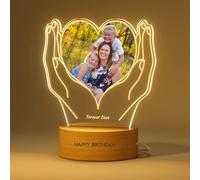 Birthday Gifts for Women - Personalised Night Light with Photo and Text Acrylic Plaque - Photo Frame - Best Mum Gifts - Customised Gifts for Bestie - BBF Gifts - Special Valentine's Day Gifts