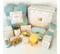 Birthday Gifts for Women Self Care Gifts Get Well Soon Gifts Baskets for Women After Surgery with moon lamp, 11PC Spa,Thinking of You Gift, Care Package for Mom Friend (cyan)