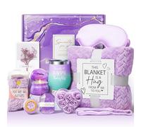 Birthday Gifts for Women Self Care Gifts Get Well Soon Gifts, Lavender Relaxing Spa Gifts Basket Care Package with Luxury Flannel Blanket, Unique Mothers Day Gifts Idea for Mom Her Best Friends Sister