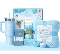 Birthday Gifts for Women Self Care Gifts Get Well Soon Gifts, Ocean Relaxing Spa Gifts Basket Care Package w/ Flannel Blanket 40 OZ Tumbler, Mothers Day Gifts for Mom Her Wife Girlfriends Sister Wife