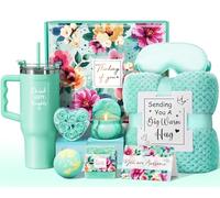 Birthday Gifts for Women Self Care Gifts Recovery Soon Gifts Ocean Relaxing Spa Gifts Care Package with 40oz Luxury Flannel Blanket,
