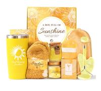 Birthday Gifts for Women Sisters - 9 Pcs Sunshine Self Care Gift Basket Set - Cheer Up Thinking of You Gift Box - Friendship Care Package for Her - Get Well Soon Thank You Present
