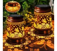 Birthday Gifts for Women, Solar Butterfly Lanterns Outdoor Hanging Lights, Waterproof Metal Garden Ornaments for Patio, Yard, Mother's Day & Father's Day Gifts for Mum Dad Grandma Grandpa, 2 Packs