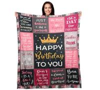 Birthday Gifts for Women Throw Blanket, Happy Birthday Decorations for Women, Soft Flannel Blanket Birthday Gift for Her Girl Daughter Friend Mom Sister Grandma Wife, Black