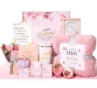 Birthday Gifts for Women, Unique Birthday Gift Basket for Women, Thoughtful and Relaxing Birthday Gifts for Mom, Wife, Sister, Best Friend, Her Self Care Box, Luxury Gift Set (Pink)