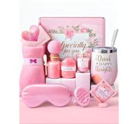 Birthday Gifts for Women, Unique Birthday Presents for Her, 10 in 1 Pink Insulated Tumbler Gift Set, Pamper Hamper Self Care Gifts for Her, Relaxation Bath Sets for Mum, Wife, Girls, Sister, Friends