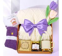 Birthday Gifts for Women, Unique Happy Birthday Gift Basket, Self Care Gift Care Package, Women Gifts for Birthday Box for Her Mom Sister Best Friend Wife Girlfriend Coworker, w/ Throw Blanket