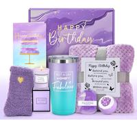 Birthday Gifts for Women - Unique Purple Gift Baskets and Sets for Mom, Sister, Best Friend, Her - Happy Birthday Box