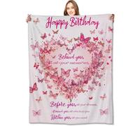 Birthday Gifts,Unique Best Gift Blanket 40x50in for Women Girls,Pink Butterfly Heart Love Blankets,Ideas for Mom Sister Wife Female Daughter Grandma Lightweight Throw,Happy Festival Party Decor