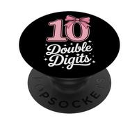 Birthday Girl 10 Double Digits Pink Bow Ten Years Old Party PopSockets Adhesive PopGrip