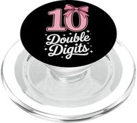 Birthday Girl 10 Double Digits Pink Bow Ten Years Old Party PopSockets PopGrip for MagSafe