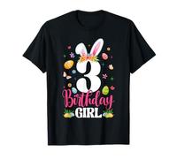 Birthday Girl 3 Years Old 3rd Birthday Bunny Ears Easter Day T-Shirt