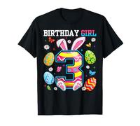 Birthday Girl 3 Years Old 3rd Birthday Bunny Easter Day Kids T-Shirt