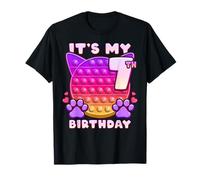 Birthday Girl 7 years old, Fidget toy pop it with cat ears T-Shirt